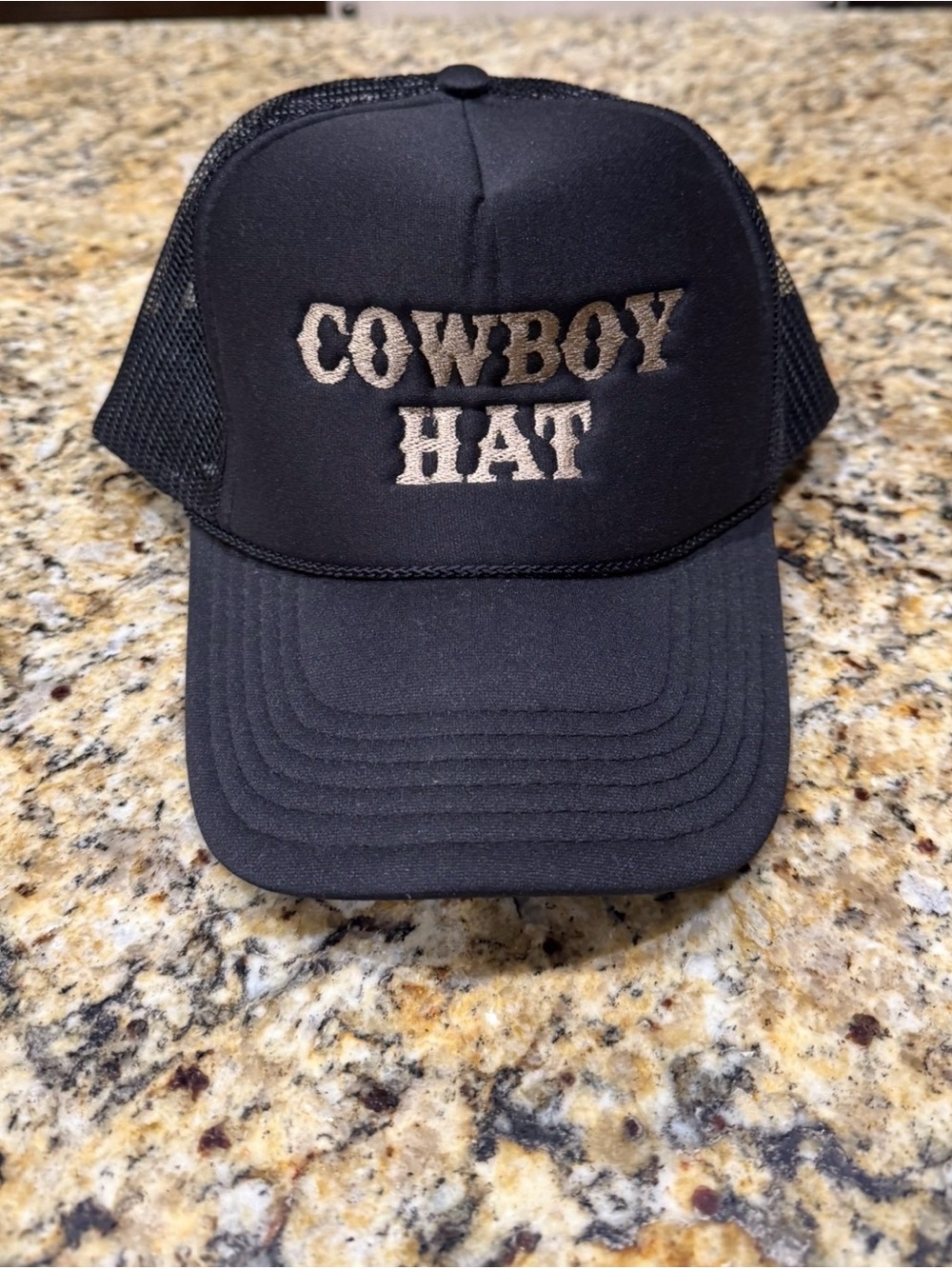 Black Embroidered Trucker Hat